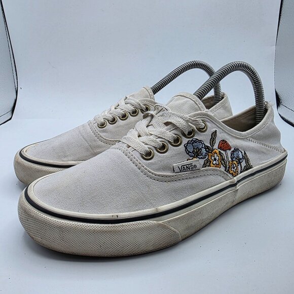 Vans EcoCush Womens Size 9 White Canvas Sneakers Floral Embroidery Casual - Picture 4 of 13